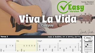 Viva La Vida Easy Version  Coldplay  Fingerstyle Guitar  TAB  Chords  Lyrics [upl. by Godber93]