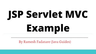 JSP Servlet MVC Example  Java Guides [upl. by Roddy]