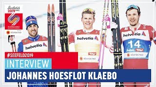 J Klaebo  quotCool to be World Championquot  Seefeld  Mens SP  FIS Nordic World Ski Championships [upl. by Betthel]