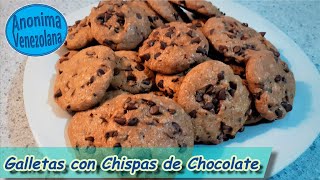 Galletas con chispas de chocolate CASERAS  RECETA FÁCIL DE HACER [upl. by Dorr]