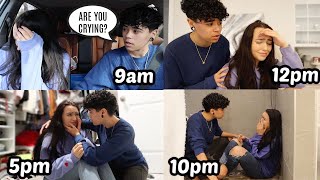 Randomly Crying Throughout The Day Prank On Boyfriend CUTE REACTION [upl. by Nylarej950]