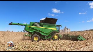 John Deere X9 1100 Combine harvesting corn in Iowa [upl. by Freud]