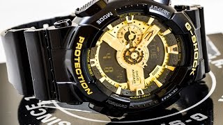 Casio GSHOCK GA110GB1A REVIEW  How To Set Time  LIGHT DISPLAY [upl. by Stroup]