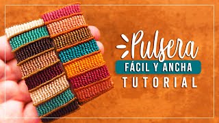 Cómo hacer pulsera de hilo fácil y ancha 10✨ Paso a Paso  DIY Macrame Friendship Bracelet [upl. by Dewitt]