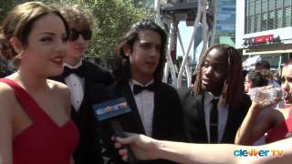 quotVictoriousquot Cast Interview  2012 Creative Arts Emmys  Ariana Grande Liz Gillies [upl. by Gessner]