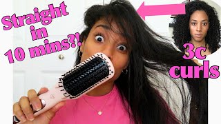 Can a Brush Straighten My Curly Hair  L’ange Le Vite Straightening Brush Review on Natural Hair [upl. by Chabot]