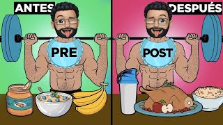 ¿Qué comer ANTES y DESPUÉS de hacer EJERCICIO para ganar MASA MUSCULAR [upl. by Gabe640]