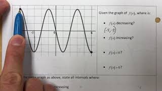 Increasing Decreasing Positive Negative Function Intervals [upl. by Angeline]