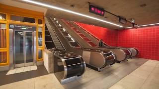 Sweden Stockholm Norsborg Subway station UBahn Metro TBana 4X escalator 5X elevator ride [upl. by Atiner261]