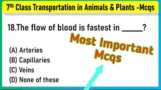 Transportation in Animals and Plants Class 7 MCQ Questions With Answers CBSE [upl. by Eramal]